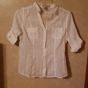 White button down shirt with short sleeves
